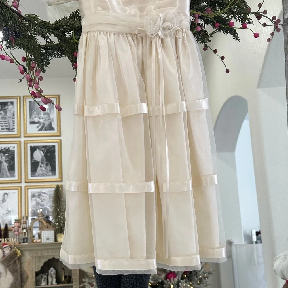 Girls Handmade Cream Formal Communion/Flower Girl Dress